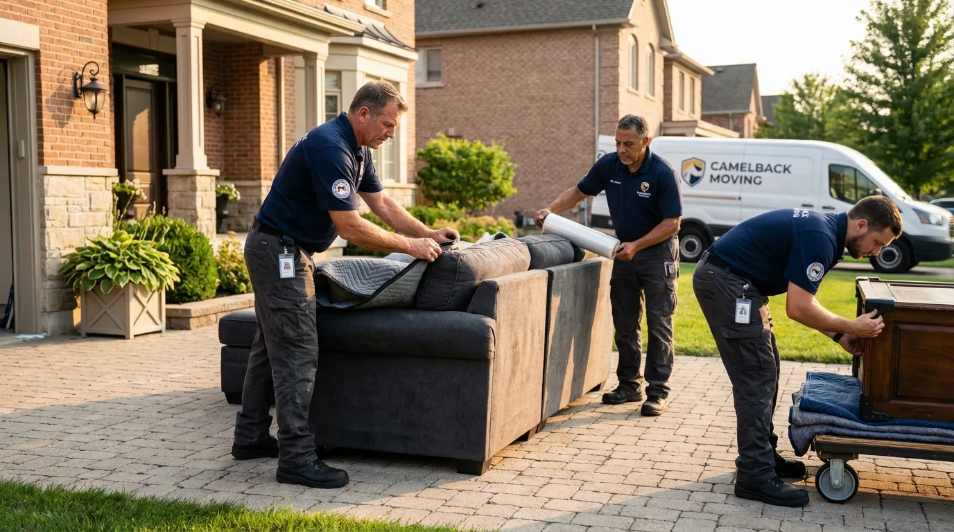 Large estate moving crew wrapping furniture in Polson, MT